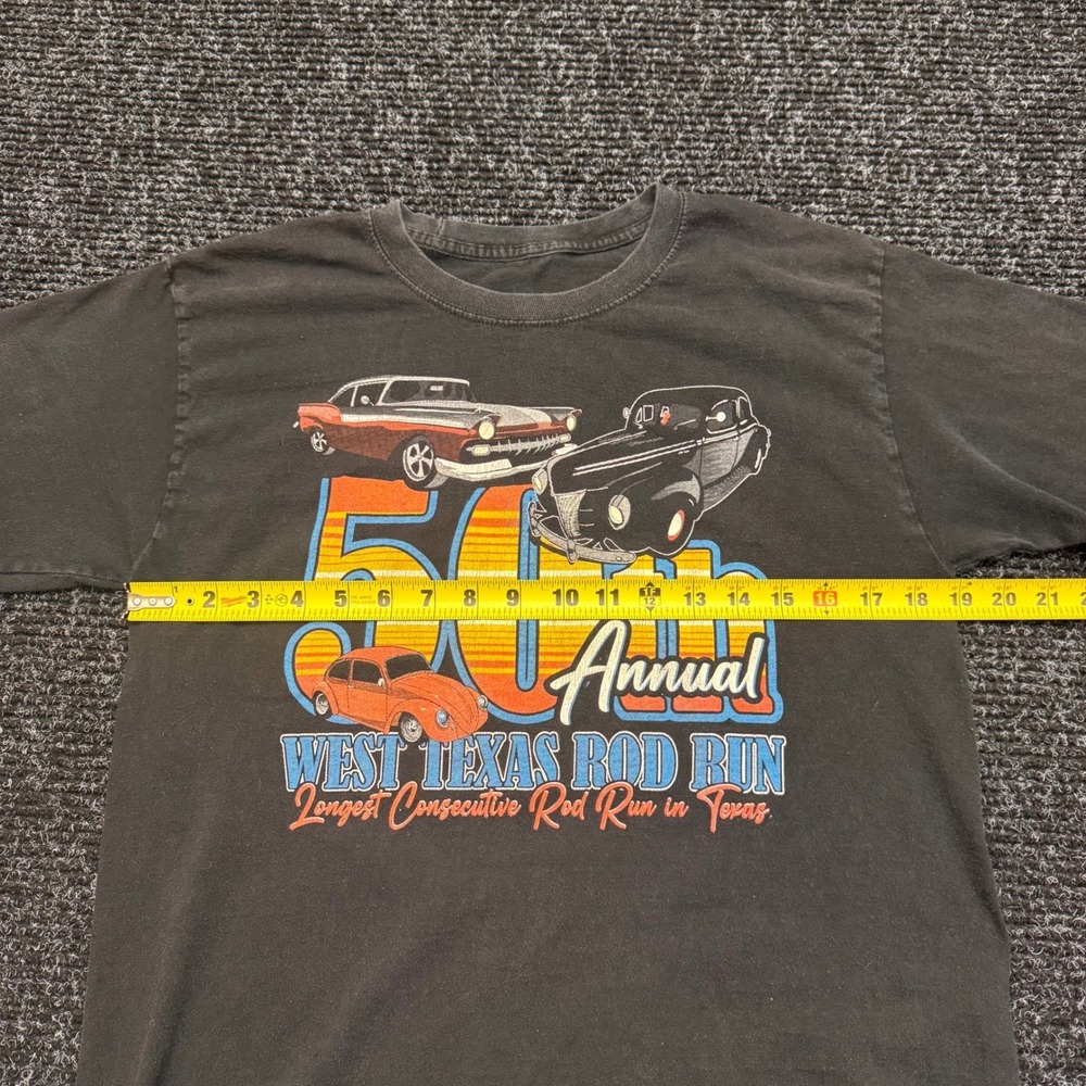 West Texas Rod Run 50th Annual Graphic T-Shirt Black Vintage Car Hot Rod Mens M - Picture 5 of 9